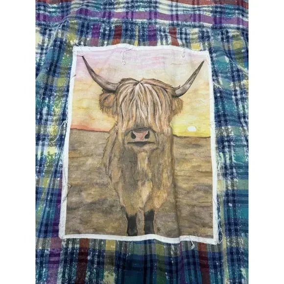 Colours by Alexander Julian Men's Plaid Highland Cow Button Up Shirt - Size L - Picture 3 of 5